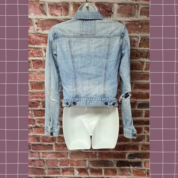 Vintage Y2K Women's MUDD Distressed Cropped Denim Jean Jacket Small - Picture 2 of 8